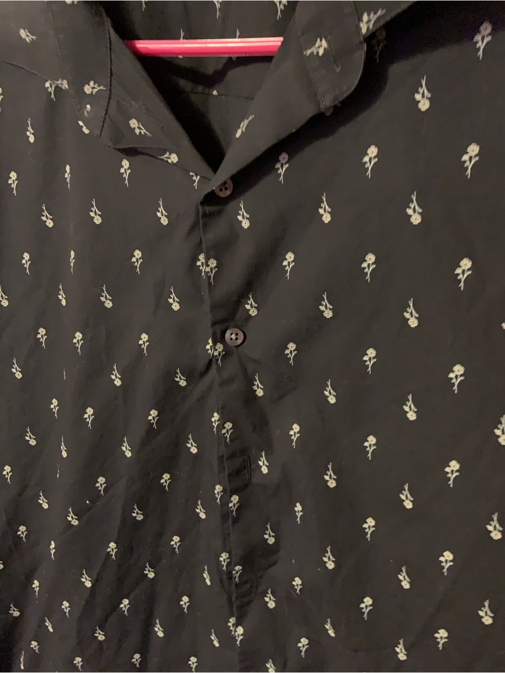 Bar III Button Down Floral Shirt Long Sleeve XL Extra Large Black